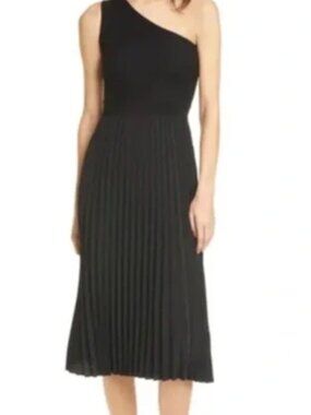 Ted Baker Black Miriom One Shoulder Stretch Knit Midi Dress Size 6-8
